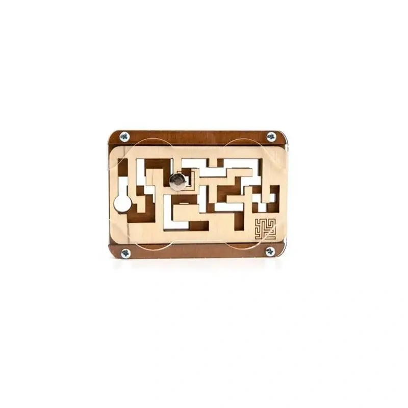 Challenging Portable Two Keys Wooden Sliding Maze Brain Teaser Puzzles Game for Adults