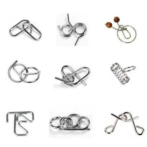 Classic Metal Brain Teasers Lock Ring Puzzle Magic Wire Rope Puzzles Game for Adults Kids