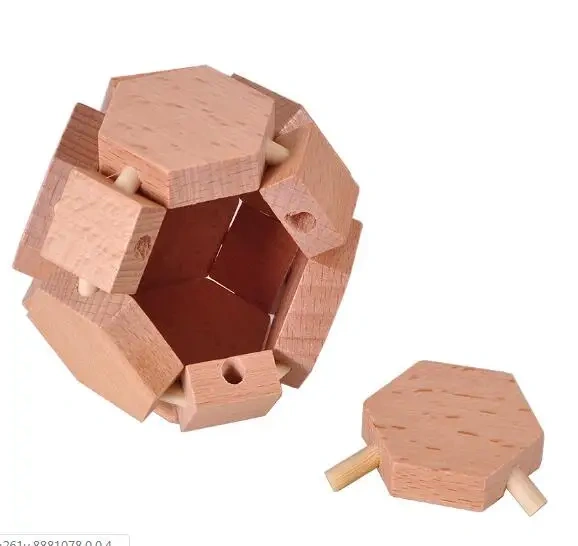 Geometric 3D Wooden Puzzle Two Colors Ball Mind Brain Teaser Puzzles Game for Adults Children