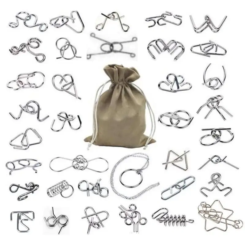 Classic Metal Puzzle Set Educational Magic Brain teaser Wire Puzzles Game Toys Solution for Children Adults