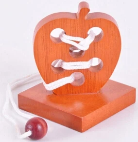 3D Wooden Rope Puzzle Brain Teaser String Puzzles Game Toy for Adults Children