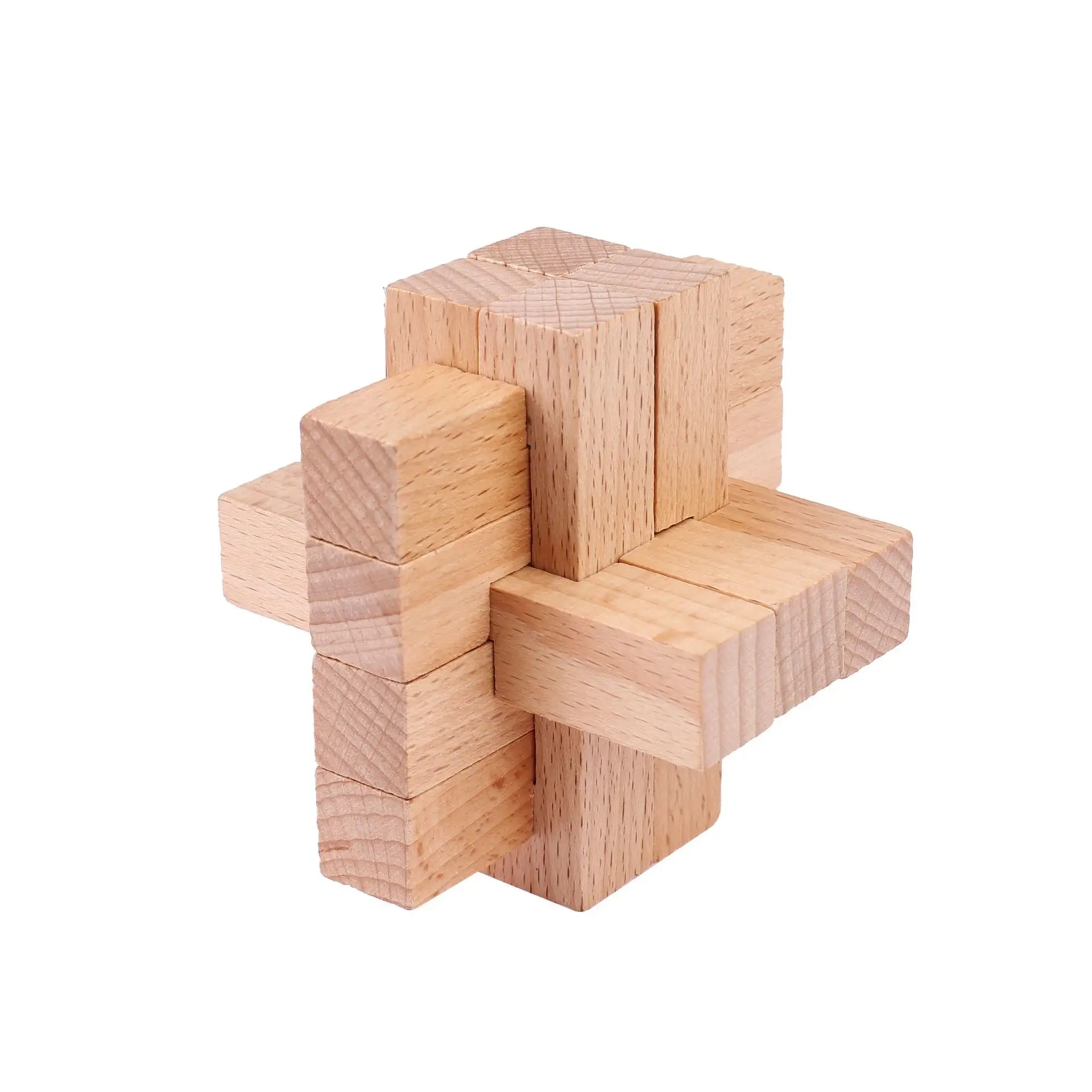 Challeging 9 pieces Wooden Interlocking Brain Teaser Puzzles Game