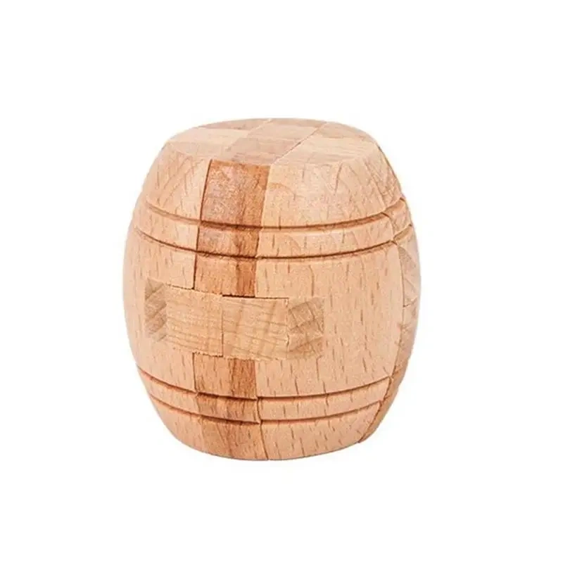 Classic Barrel-shaped Wooden Interlocking Burr Puzzles Game for Adults Children