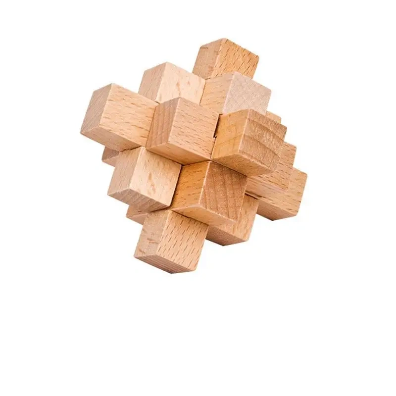3PCS/Set Classic 3D Wooden Puzzles Interlocking Burr Brain Teasers Game for Adults Children Kids