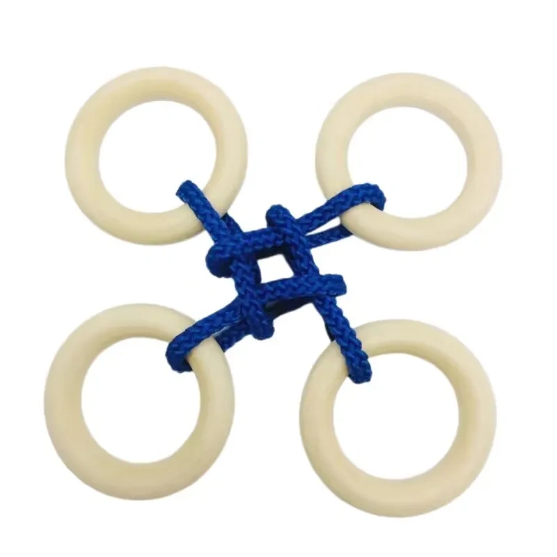 Classic Wooden Rope Puzzle Metal Brain Teasers Loop Magic Puzzles Game for Adults Kids
