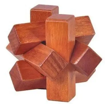 Classic 6-piece Small Size Wooden Puzzle Brain Teaser Game for Adults Children