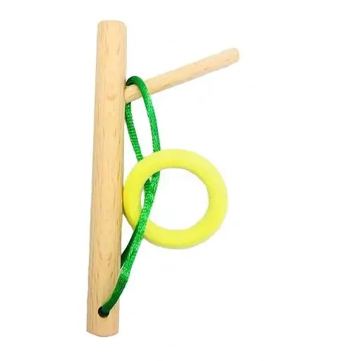 Wooden Rope Puzzle - Disentanglement Metal String Brain Teaser for Kids and Adults