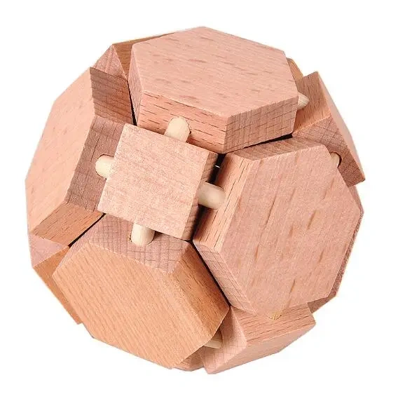 Geometric 3D Wooden Puzzle Two Colors Ball Mind Brain Teaser Puzzles Game for Adults Children