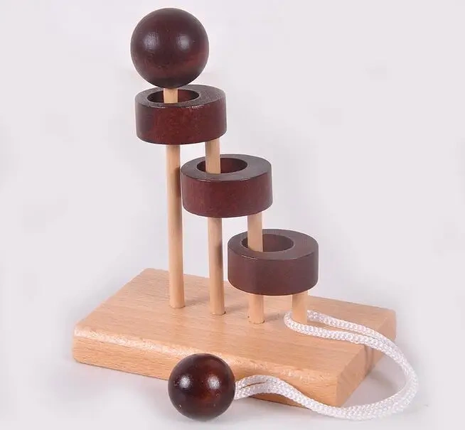Desk Novelty Baguenaudier 3D Wooden Rope Loop Puzzle Mind Brain teaser Game for Adults Kids