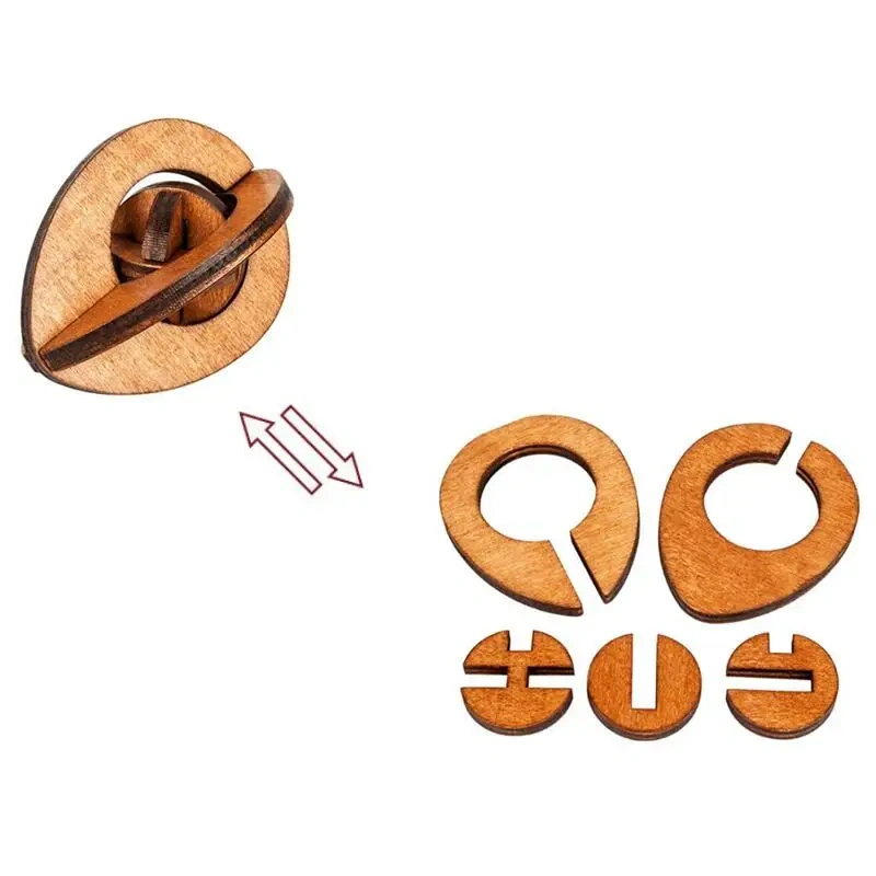 3PCS/Set Vintage Style 3D Wooden Puzzles Traditional Intelligence Game Toy for Adults Children