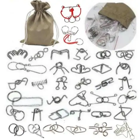 28/32/36PCS per Set Metal Puzzle Mind Brain Teaser Magic Wire Baffling Puzzles Game for Children Adults Kids