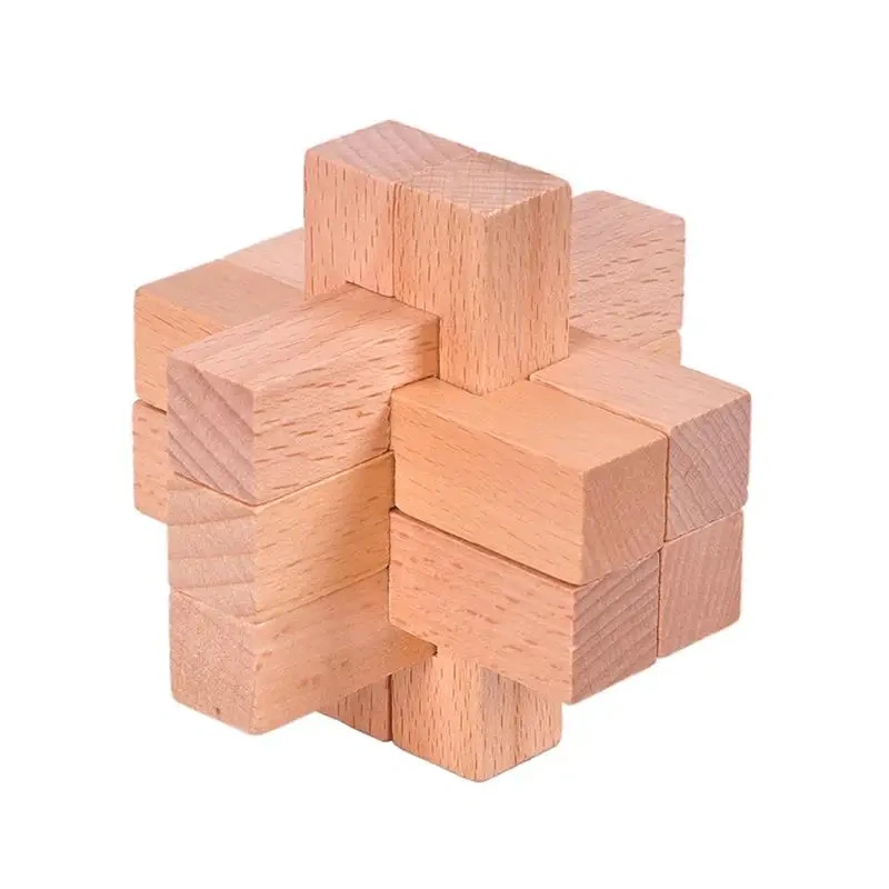 Challeging 9 pieces Wooden Interlocking Brain Teaser Puzzles Game