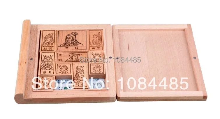 Classic Chinese Wooden Traditional Game Toy Three Kingdom Huarong Dao Path Klotski Sliding Puzzle
