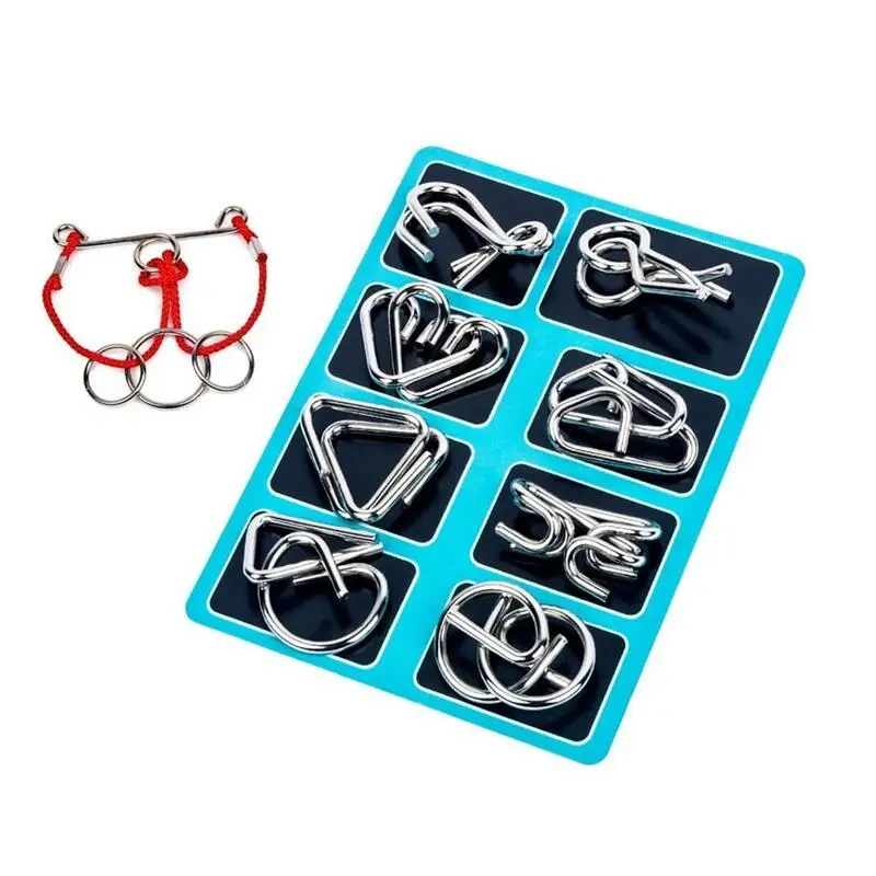9PCS/Set Metal Puzzle Wire Brain Teaser Game for Children Adults