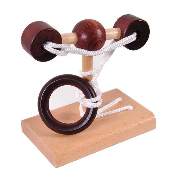 Desk Novelty 3D Wooden Rope Loop Puzzle Mind String Brain teaser Game for Adults Kids