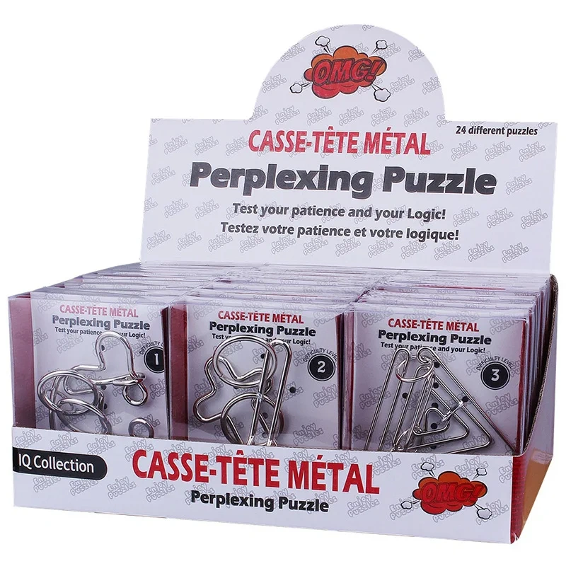 24PCS/Set Metal Wire Puzzle Brain Teaser Game for Adults Children