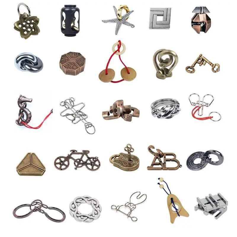 Classic Metal Brain Teasers Lock Ring Puzzle Magic Wire Rope Puzzles Game for Adults Kids