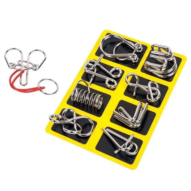 9PCS/Set Metal Puzzle Wire Brain Teaser Game for Children Adults