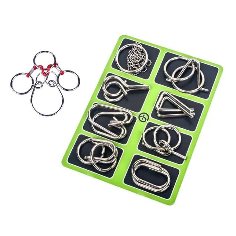 9PCS/Set Metal Puzzle Wire Brain Teaser Game for Children Adults
