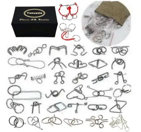 28/32/36PCS per Set Metal Puzzle Mind Brain Teaser Magic Wire Baffling Puzzles Game for Children Adults Kids