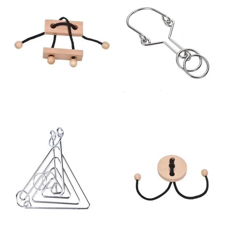 Classic Metal Brain Teasers Lock Ring Puzzle Magic Wire Rope Puzzles Game for Adults Kids