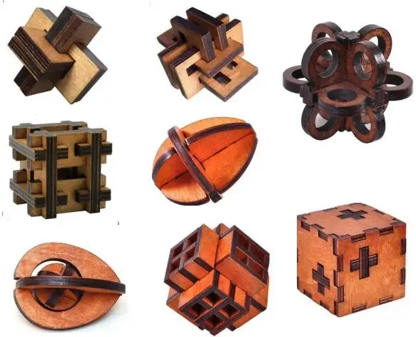 Classic Wooden Brain Teaser Wood Burr Puzzles Game for Adults Kids
