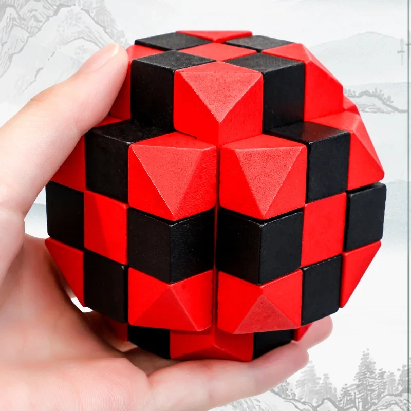 High Difficulty Level 3D Wooden Puzzle Brain Teaser Interlocking Burr Puzzles Game for Adults