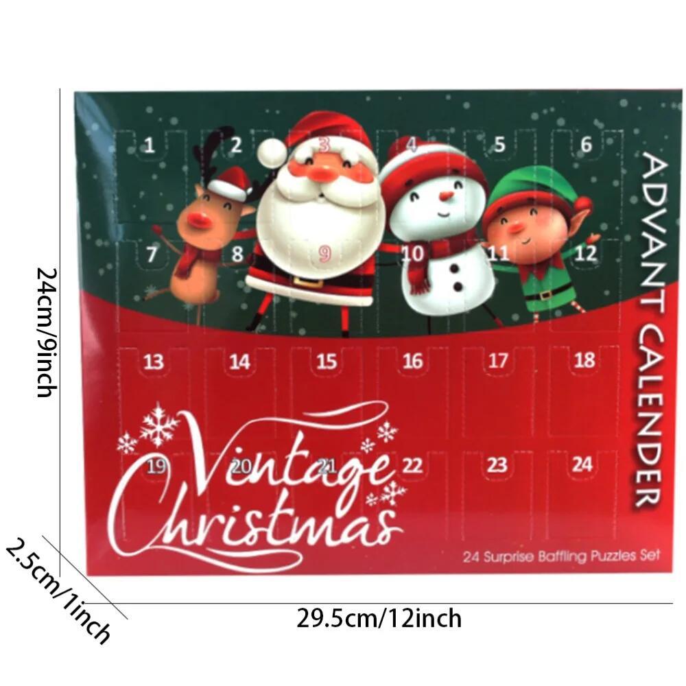 24PCS/Set Advent Calendar Christmas Gift Countdown Metal Wire Puzzle Plastic Burr Beads Brain Teasers Puzzles Gift for Children