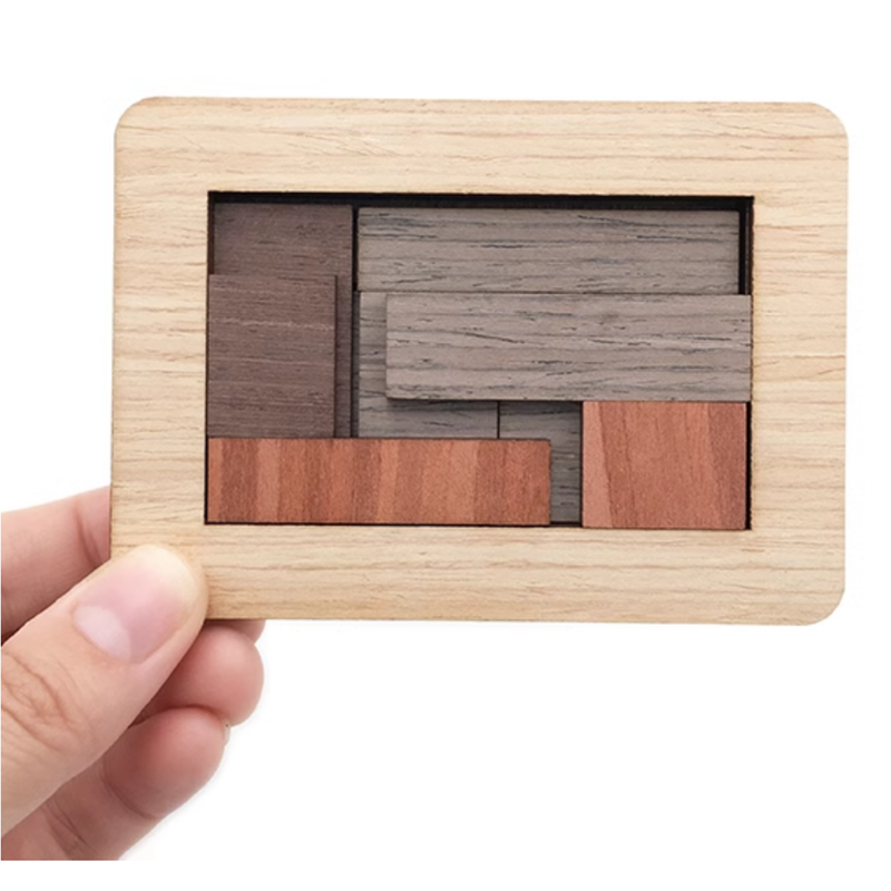 Challenging 3-Layers 3D IQ Wooden Brain Teasers Tangram Board Puzzles Game