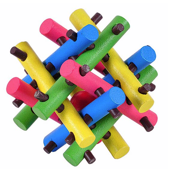 Challenging 12-piece IQ Wooden Burr Puzzle 3D Mind Brain Teasers Puzzles Game