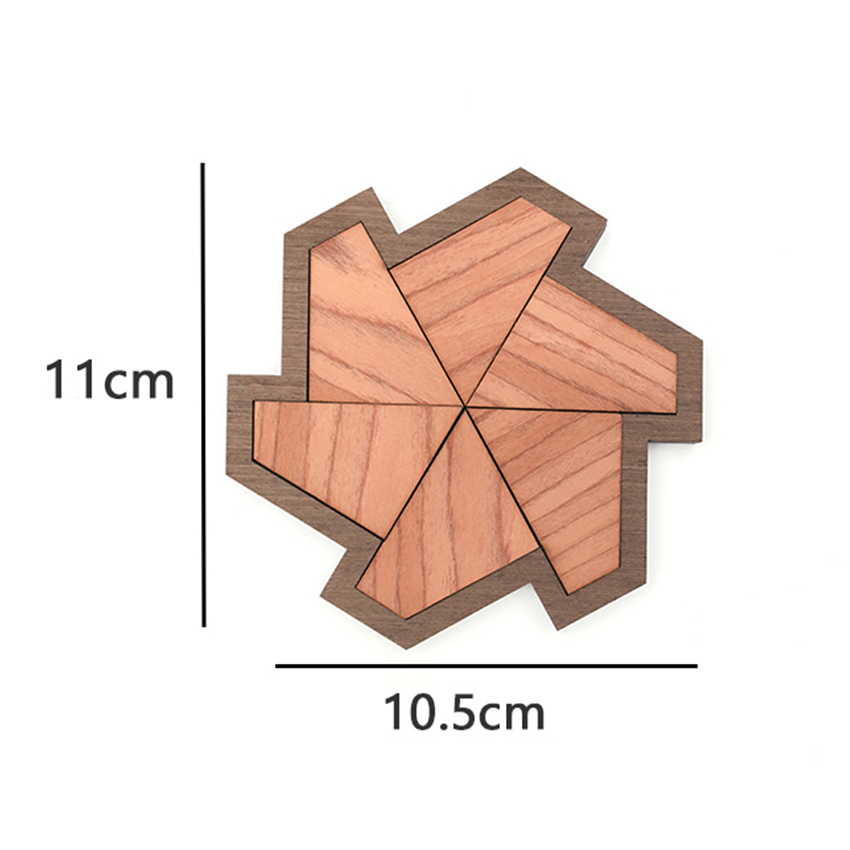6 Teile PUzzle IQ Logic Mind Wooden Brain Teasers Board Puzzles Game