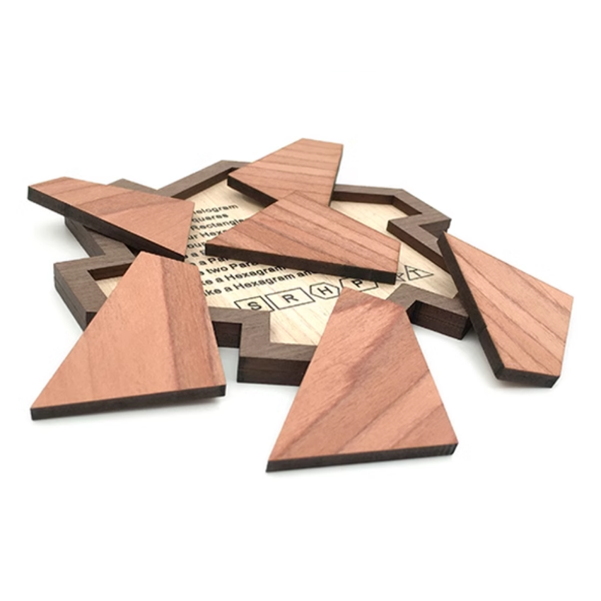 6 Teile PUzzle IQ Logic Mind Wooden Brain Teasers Board Puzzles Game