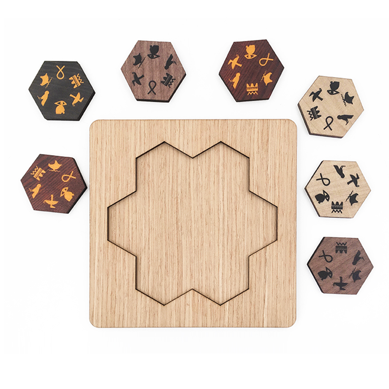 Lost Found Puzzle IQ Wooden Mind Brain Teasers Puzzles Challenging Egyptian Hieroglyph Puzzles Game