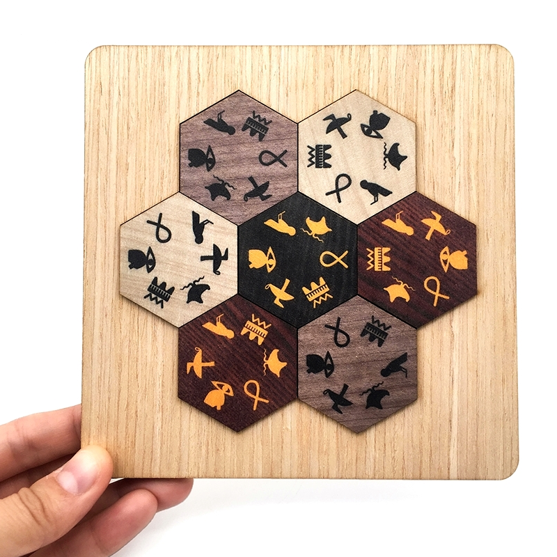 Lost Found Puzzle IQ Wooden Mind Brain Teasers Puzzles Challenging Egyptian Hieroglyph Puzzles Game