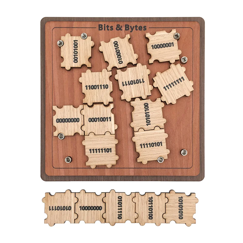 Bits & Bytes Puzzle IQ Wooden Brain Teasers Mind Puzzles Game