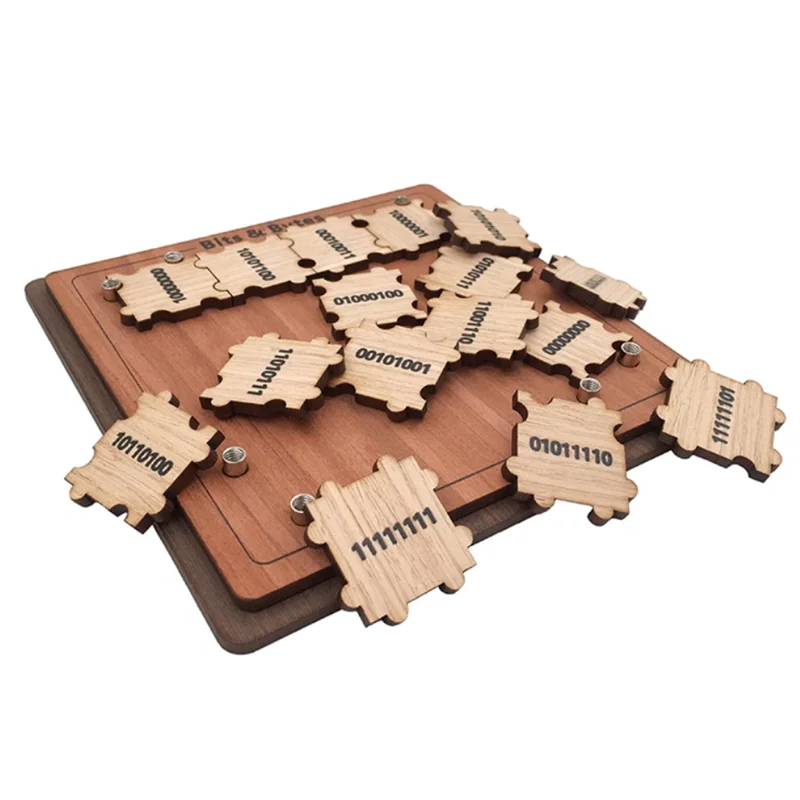 Bits & Bytes Puzzle IQ Wooden Brain Teasers Mind Puzzles Game