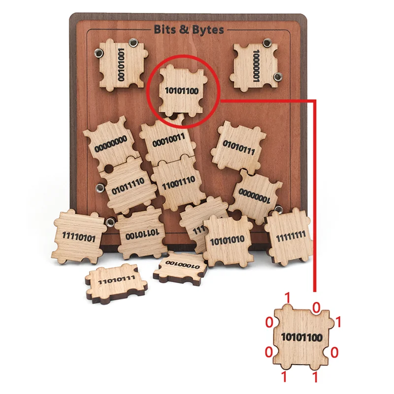 Bits & Bytes Puzzle IQ Wooden Brain Teasers Mind Puzzles Game