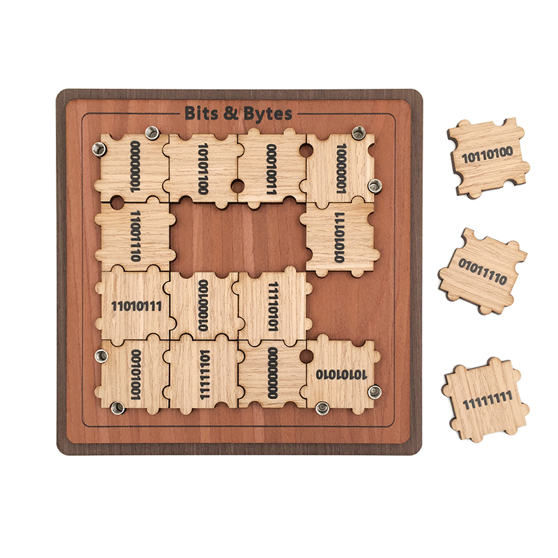 Bits & Bytes Puzzle IQ Wooden Brain Teasers Mind Puzzles Game