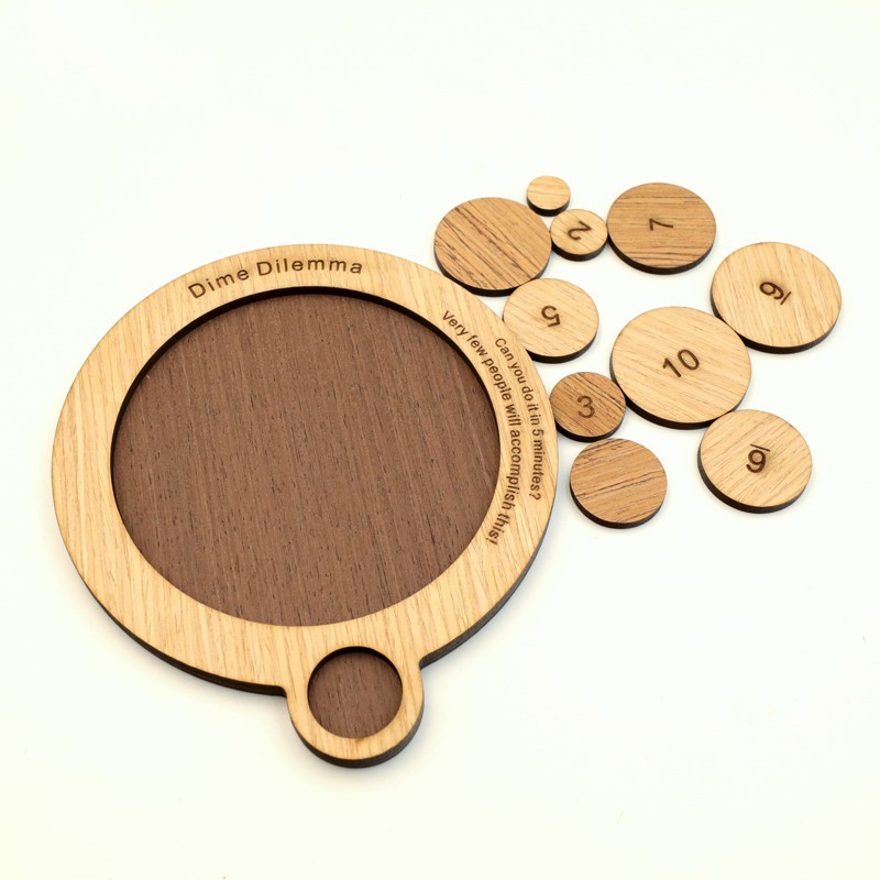 Dime Dilemma Puzzle Classic IQ Wooden Brain Teasers Mind Puzzles Game