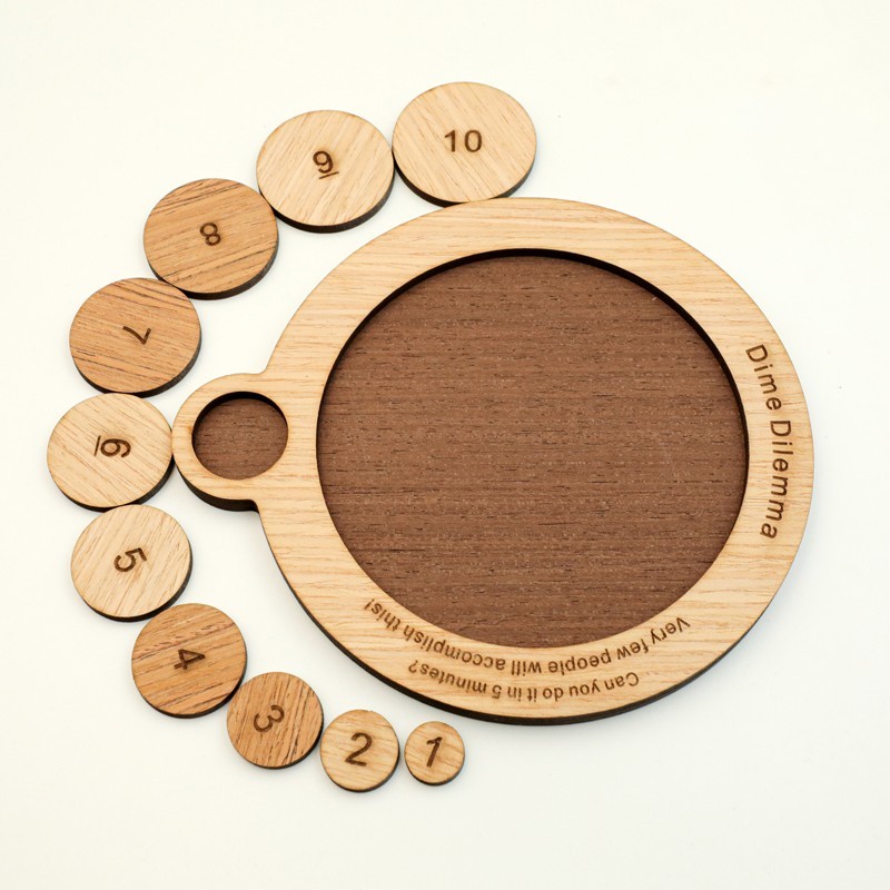 Dime Dilemma Puzzle Classic IQ Wooden Brain Teasers Mind Puzzles Game