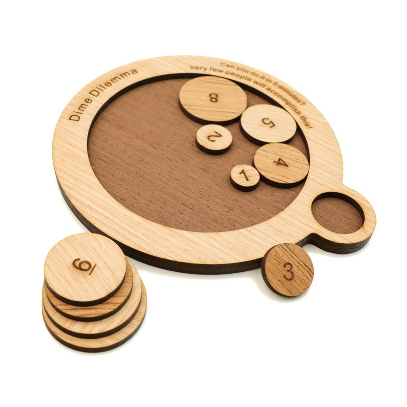 Dime Dilemma Puzzle Classic IQ Wooden Brain Teasers Mind Puzzles Game