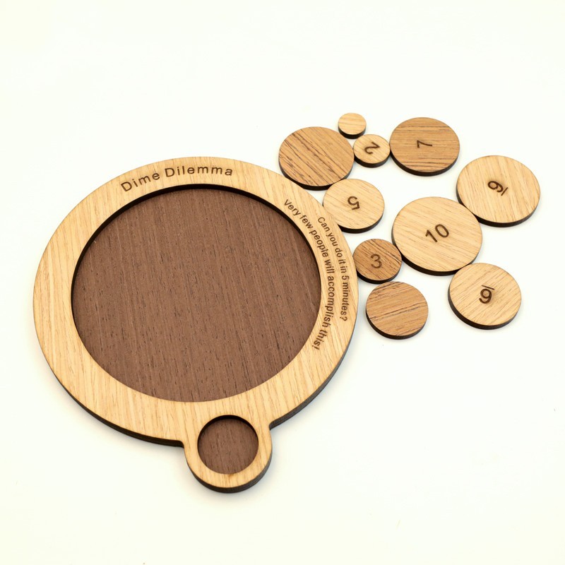 Dime Dilemma Puzzle Classic IQ Wooden Brain Teasers Mind Puzzles Game