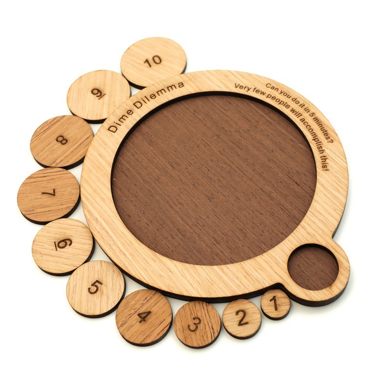 Dime Dilemma Puzzle Classic IQ Wooden Brain Teasers Mind Puzzles Game