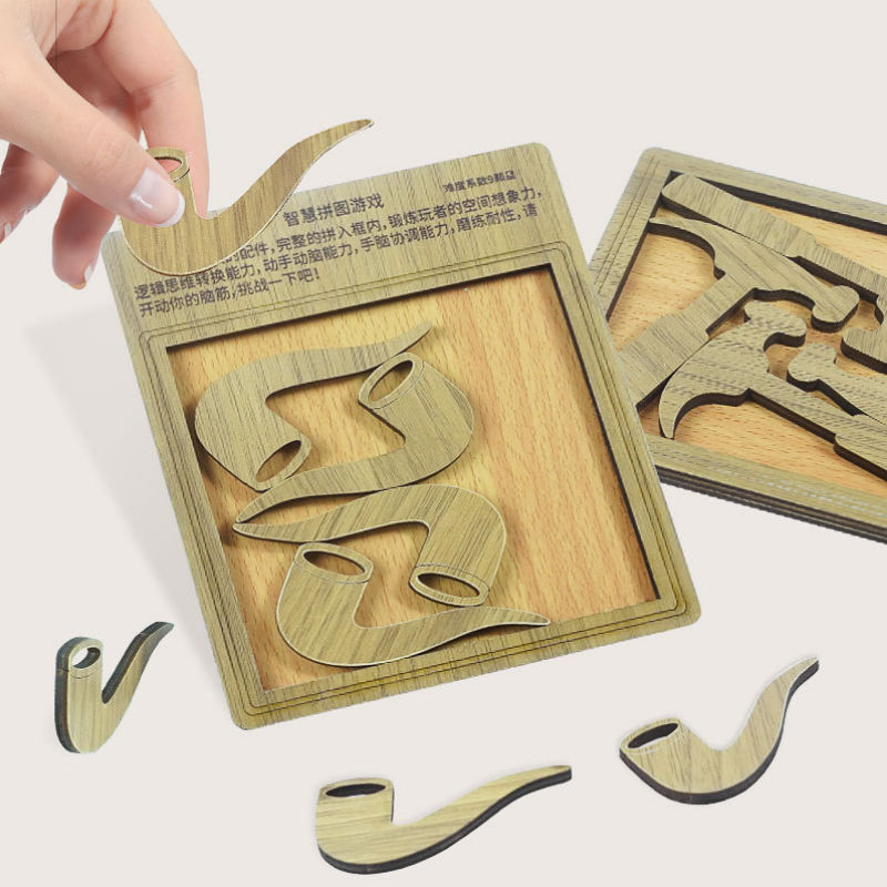 Seven Pipes IQ Wooden Brain Teasers Board Game Puzzle