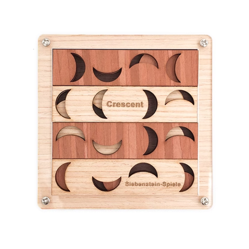 Crescent Puzzle IQ Wooden Brain Teasers Logic Mind Puzzles Game
