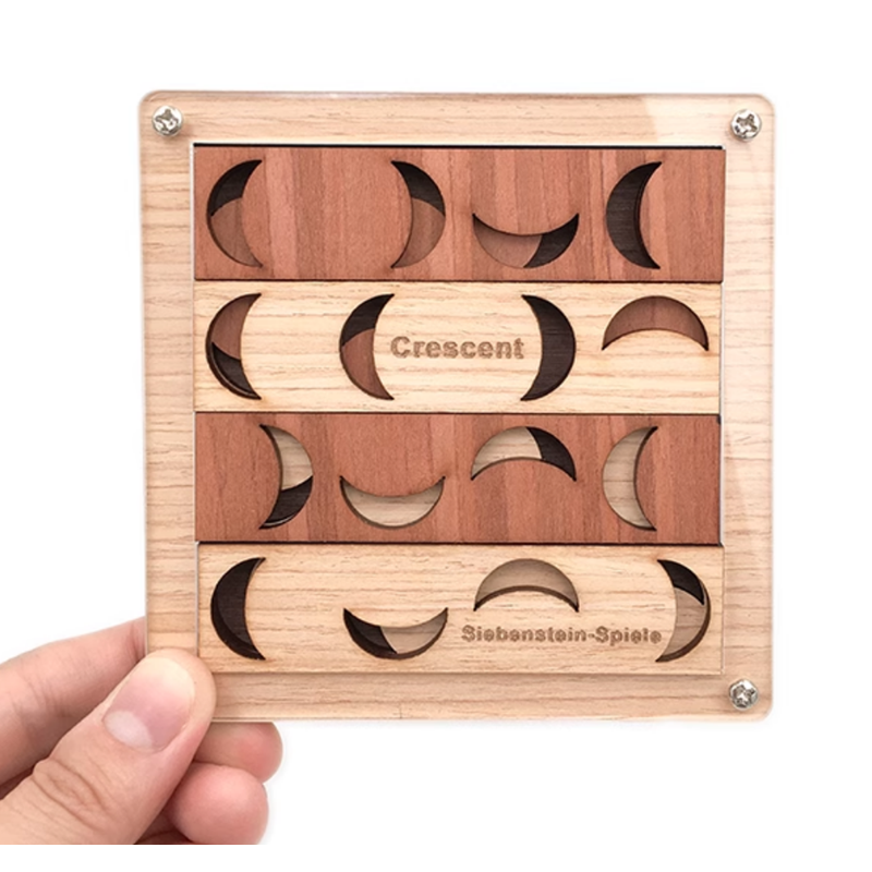 Crescent Puzzle IQ Wooden Brain Teasers Logic Mind Puzzles Game