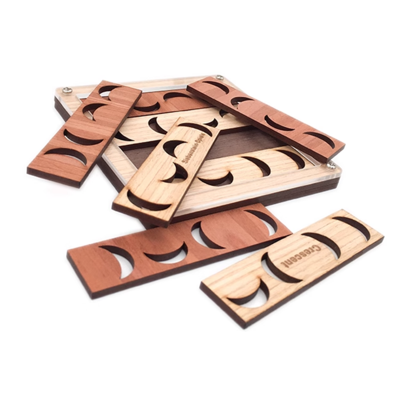 Crescent Puzzle IQ Wooden Brain Teasers Logic Mind Puzzles Game