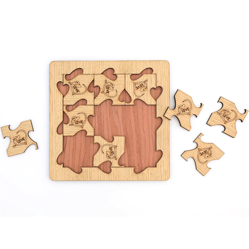 Gruelling IQ Wooden Heart Brain Teasers Packing Puzzles