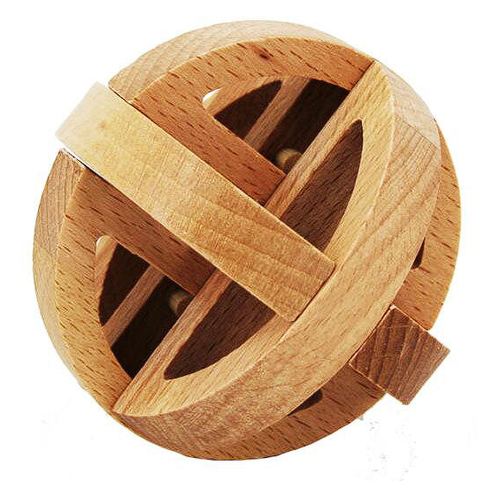 Globe Shaped IQ Wooden Burr Puzzle Brain Teasers Game