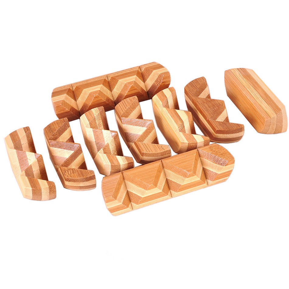 IQ Bamboo Brain Teasers Burr Puzzles Game for Adults Kids